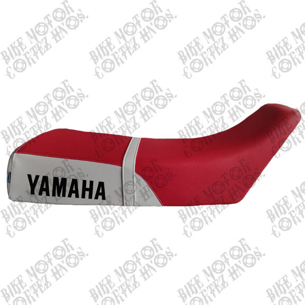 Imagen de Sillin Montura Yamaha Dtk125 Dtk175 Bicolor Con Costura Base plastica sin Platinas Rojo Blanco