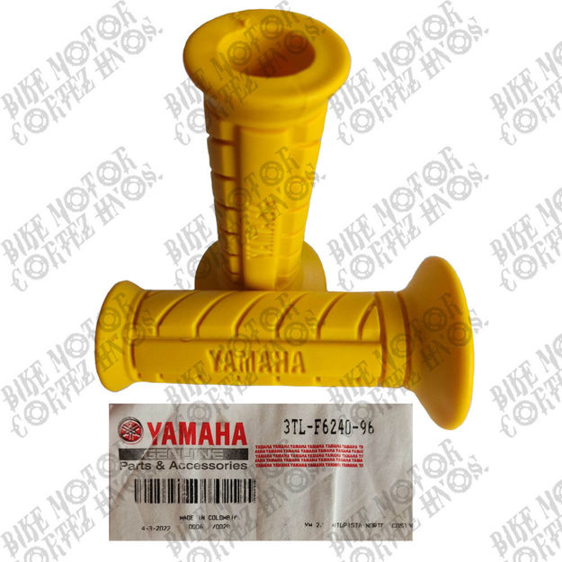 Imagen de Puño Grips Manillar Yamaha Dtk175 Dtk125 Calimatic Dte Rx100 Rx115 Rx125 Rx135 3TL-F6240-96 Amarillo GENUINO Con Tope