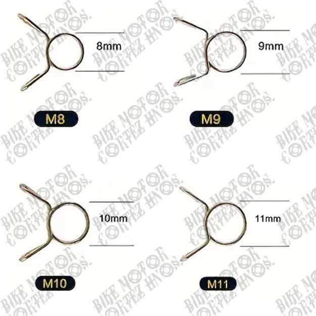 Imagen de Clip Abrazadera Seguro Manguera Combustible 11 10 9 8 mm Yamaha Dtk125 Dtk175 Calimatic Dte Trail Rx100 Rx115 Rx125 Rx135  Suzuki Ts125 Ts185 Ax100 Gixxer  Dr200 Honda Tornado Xr250