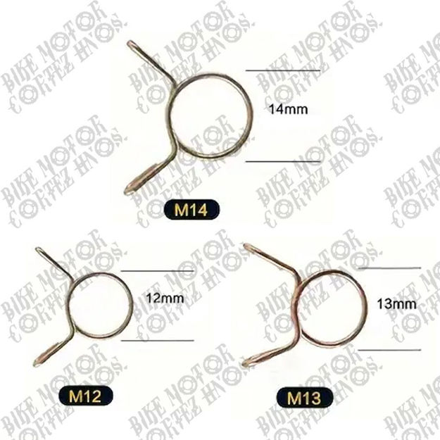 Imagen de Clip Abrazadera Seguro Manguera Combustible 14 13 12 mm Yamaha Dtk125 Dtk175 Calimatic Dte Trail Rx100 Rx115 Rx125 Rx135  Suzuki Ts125 Ts185 Ax100 Gixxer  Dr200 Honda Tornado Xr250